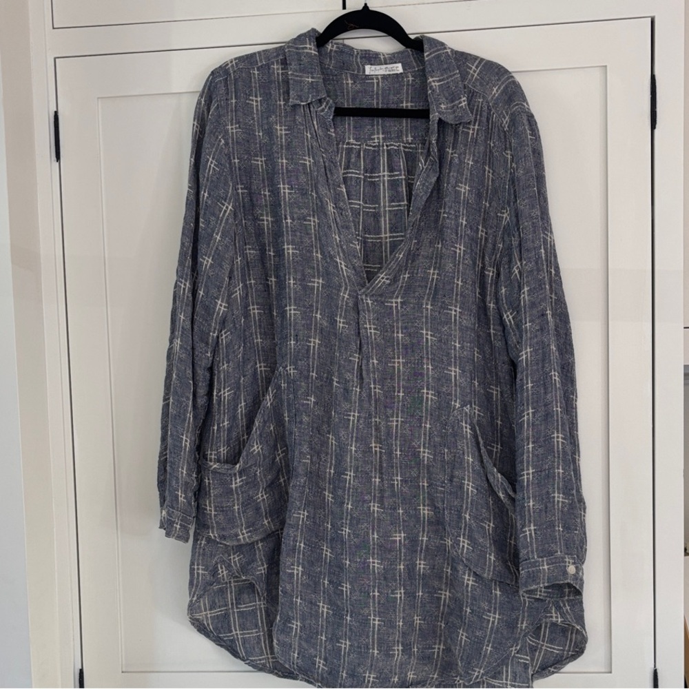 Free People + CP Shades Blue Plaid Tunic